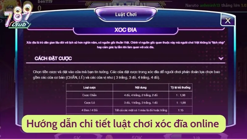 Hướng dẫn chi tiết luật chơi xóc đĩa online